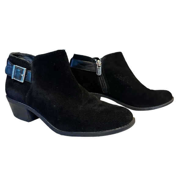 Vionic | Black Millie Suede Buckle Ankle Booties Size 6.5 - Picture 1 of 13